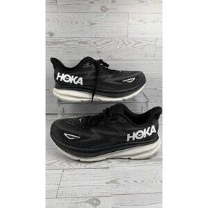 Hoka One One Clifton 9 Shoes Mens 9.5 2E Wide Black Running Sneakers #277